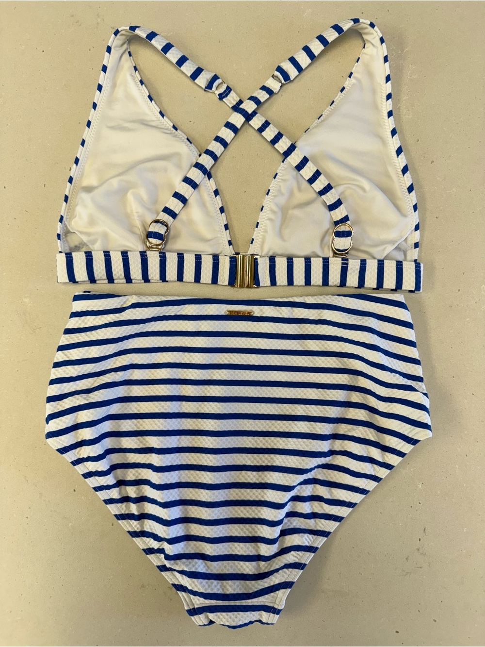 Sea Level Almalfi Triangle Bikini Top Blue and White Striped - Picture 7 of 7
